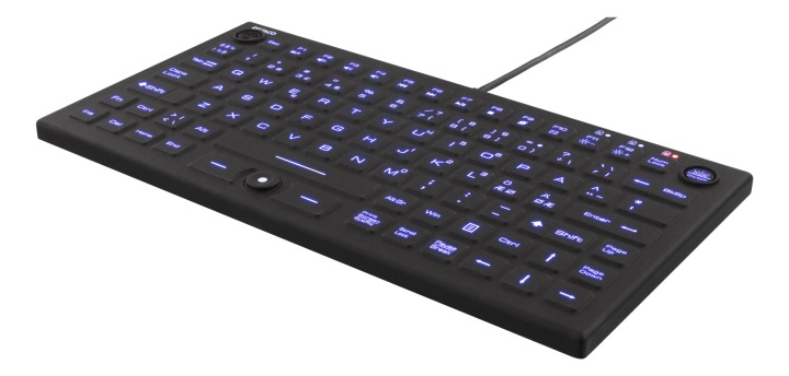 DELTACO Mini tangentbord i silikon, spillsäker, blå LED, IP68, svart i gruppen DATORER & KRINGUTRUSTNING / Möss & Tangentbord / Tangentbord / Trådbundna hos TP E-commerce Nordic AB (38-71712)