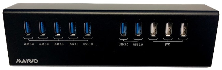 Extern USB 3.0-hubb, 10x USB-A, 7x USB 3.0, 3x USB 2.0 5V/2,1A, svart i gruppen DATORER & KRINGUTRUSTNING / Datortillbehör / USB-hubbar hos TP E-commerce Nordic AB (38-71805)