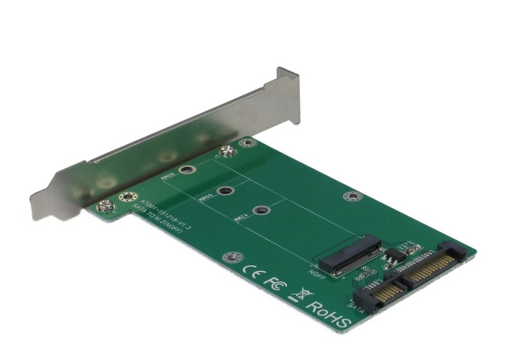 M.2 till SATA-adapter, fullprofil, 22pin, grön i gruppen DATORER & KRINGUTRUSTNING / Datorkomponenter / Hårddiskar / Adaptrar & Tillbehör hos TP E-commerce Nordic AB (38-71806)