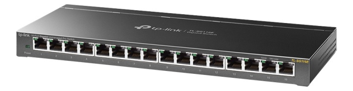 TP-Link TL-SG116E, 16-Port Gigabit Unmanaged Pro Switch, svart i gruppen DATORER & KRINGUTRUSTNING / Nätverk / Switchar / 10/100/1000Mbps hos TP E-commerce Nordic AB (38-71988)