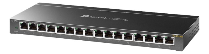 TP-Link TL-SG116E, 16-Port Gigabit Unmanaged Pro Switch, svart i gruppen DATORER & KRINGUTRUSTNING / Nätverk / Switchar hos TP E-commerce Nordic AB (38-71988)