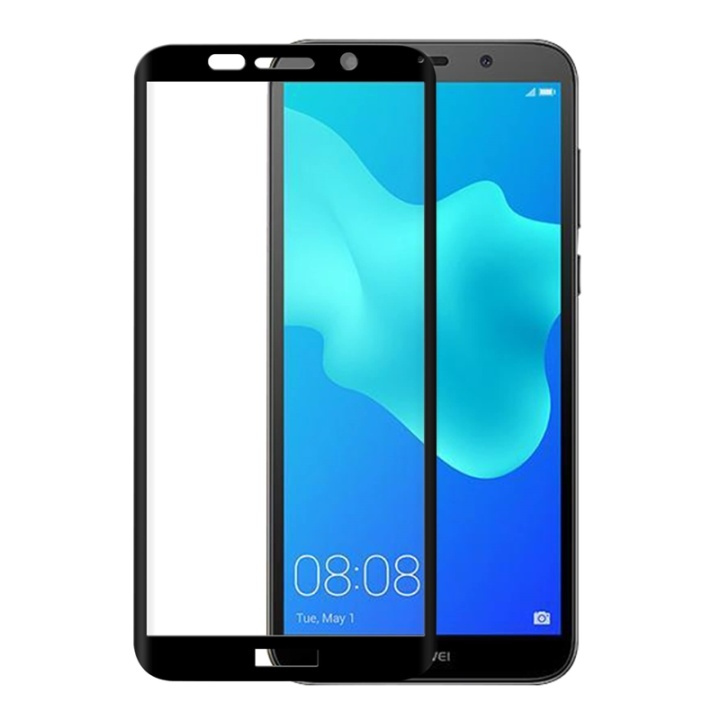 Gear Härdat Glas 3D Huawei Y5 2018 Edge To Edge Svart i gruppen SMARTPHONE & SURFPLATTOR / Mobilskydd / Huawei hos TP E-commerce Nordic AB (38-72075)