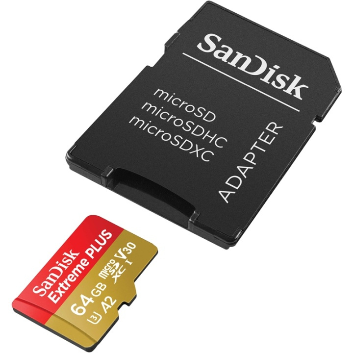 Sandisk Microsdxc Extreme 64Gb 160Mb/S A2 C10 V30 Uhs-I U3 i gruppen HEMELEKTRONIK / Lagringsmedia / Minneskort / Micro SD/HC/XC hos TP E-commerce Nordic AB (38-72180)