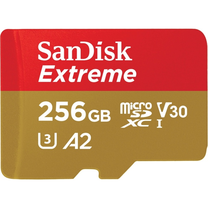 Sandisk Microsdxc Extreme 256Gb Adapter 160Mb/S A2 C10 V30 i gruppen HEMELEKTRONIK / Lagringsmedia / Minneskort / Micro SD/HC/XC hos TP E-commerce Nordic AB (38-72184)