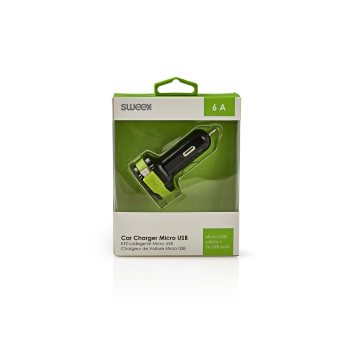 Sweex Billaddare 3-Utgångar 6 A 2 x USB / Micro USB Svart/Grön i gruppen SMARTPHONE & SURFPLATTOR / Laddare & Kablar / Billaddare / Billaddare microUSB hos TP E-commerce Nordic AB (38-72242)
