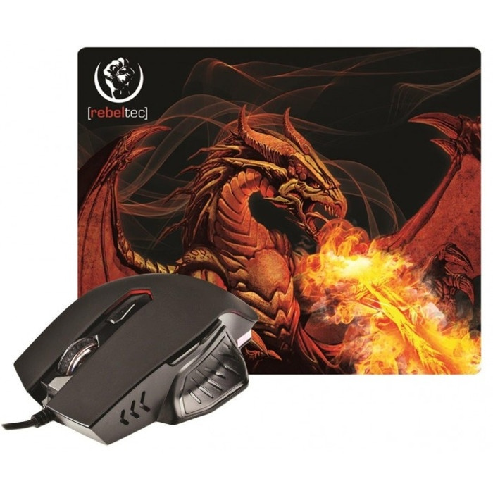 Rebeltec Red Dragon set med mus + musmatta i gruppen DATORER & KRINGUTRUSTNING / Gaming / Möss hos TP E-commerce Nordic AB (38-72378)