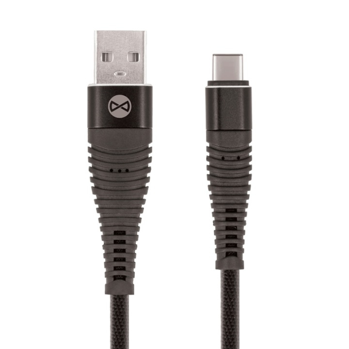 Forever Shark - USB typ-C kabel, svart i gruppen SMARTPHONE & SURFPLATTOR / Laddare & Kablar / Kablar / Kablar Typ C hos TP E-commerce Nordic AB (38-72561)