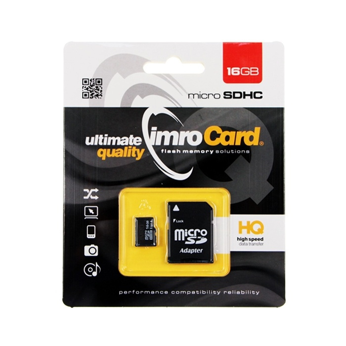 IMRO MicroSDHC 16GB cl.10 UHS-I with adapter i gruppen HEMELEKTRONIK / Lagringsmedia / Minneskort / Micro SD/HC/XC hos TP E-commerce Nordic AB (38-72573)