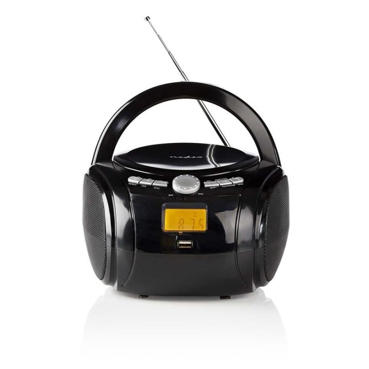 Nedis CD-spelare Boombox | Batteridriven / Strömadapter | Stereo | 9 W | Bluetooth® | FM | USB-uppspelning | Bärhandtag | Svart i gruppen HEMELEKTRONIK / Ljud & Bild / Hemmabio, HiFi & Bärbart / Bärbar musikspelare / CD-spelare hos TP E-commerce Nordic AB (38-72656)