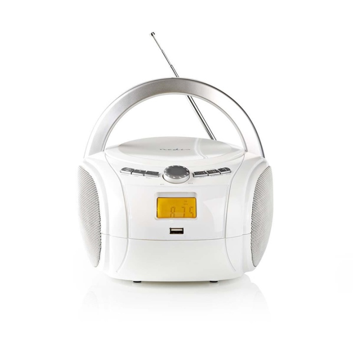 Nedis CD-spelare Boombox | Batteridriven / Strömadapter | Stereo | 9 W | Bluetooth® | FM | USB-uppspelning | Bärhandtag | Vit i gruppen HEMELEKTRONIK / Ljud & Bild / Hemmabio, HiFi & Bärbart / Bärbar musikspelare / CD-spelare hos TP E-commerce Nordic AB (38-72657)
