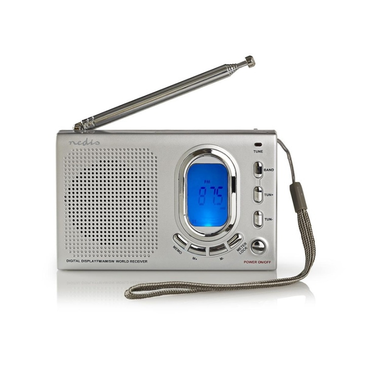 Nedis Världs radio | Portabel design | AM / FM / SW | Batteridriven / Strömadapter | Digital | 1.5 W | Hörlursuttag | Väckarklocka | Sov timer | Grå i gruppen HEMELEKTRONIK / Ljud & Bild / Hemmabio, HiFi & Bärbart / Radio & Väckarklockor / Radio hos TP E-commerce Nordic AB (38-72785)