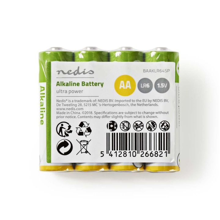 Nedis Alkaline Batteri AA | 1.5 V DC | 4-krympförpackning i gruppen HEMELEKTRONIK / Batterier & Laddare / Batterier / AA hos TP E-commerce Nordic AB (38-72963)