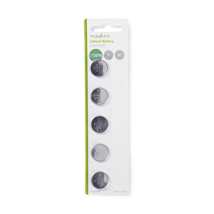 Nedis Lithium knappcellsbatteri CR2016 | 3 V DC | 5-Pack i gruppen HEMELEKTRONIK / Batterier & Laddare / Batterier / Knappcell hos TP E-commerce Nordic AB (38-72978)