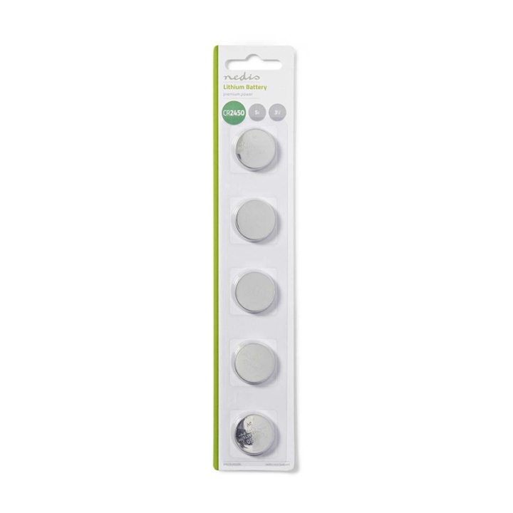 Nedis Lithium knappcellsbatteri CR2450 | 3 V DC | 5-Pack | Silver i gruppen HEMELEKTRONIK / Batterier & Laddare / Batterier / Knappcell hos TP E-commerce Nordic AB (38-72980)