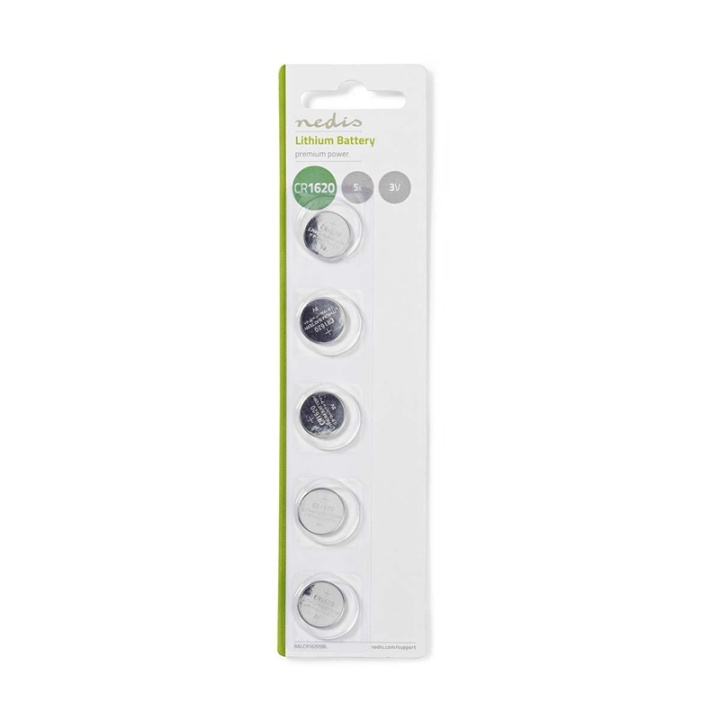 Nedis Lithium knappcellsbatteri CR1620 | 3 V DC | 5-Pack i gruppen HEMELEKTRONIK / Batterier & Laddare / Batterier / Knappcell hos TP E-commerce Nordic AB (38-72984)