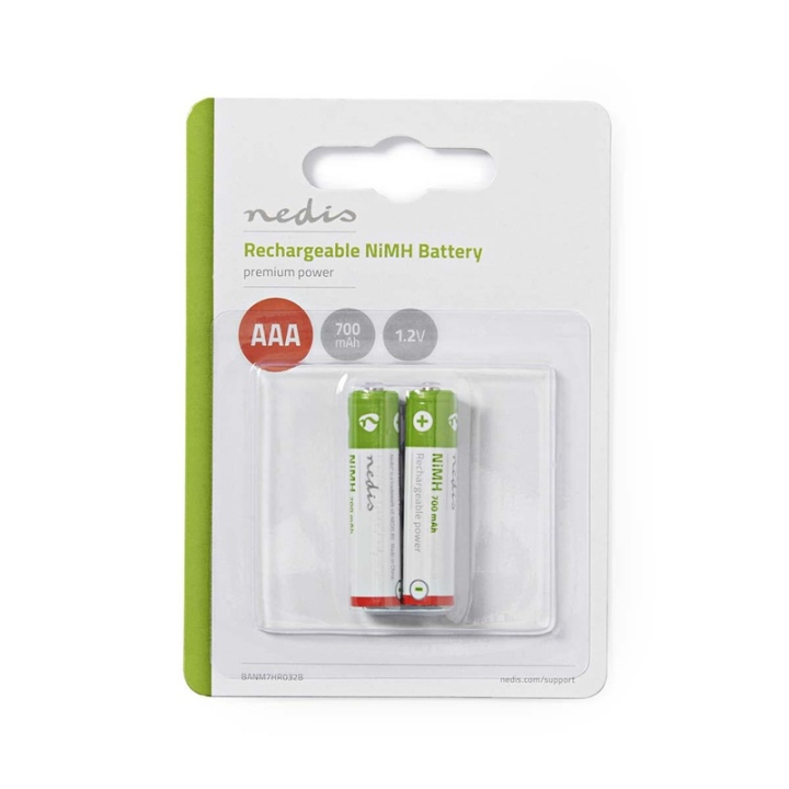 Nedis Laddningsbara Ni-MH-batteri AAA | 1.2 V DC | 700 mAh | Förladdad | 2-Pack i gruppen HEMELEKTRONIK / Batterier & Laddare / Laddningsbara batterier / AAA hos TP E-commerce Nordic AB (38-72992)