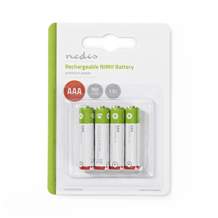 Nedis Laddningsbara Ni-MH-batteri AAA | 1.2 V DC | 950 mAh | Förladdad | 4-Pack i gruppen HEMELEKTRONIK / Batterier & Laddare / Laddningsbara batterier / AAA hos TP E-commerce Nordic AB (38-72994)