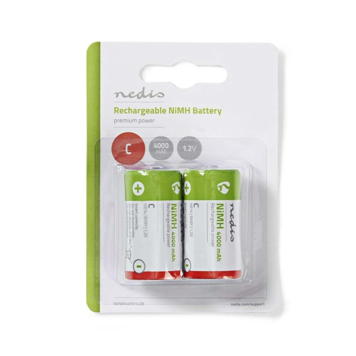 Nedis Uppladdningsbara Ni-MH Batteri C | 1.2 V DC | 4000 mAh | Förladdad | 2-Pack | HR14 i gruppen HEMELEKTRONIK / Batterier & Laddare / Laddningsbara batterier / Övriga hos TP E-commerce Nordic AB (38-72998)