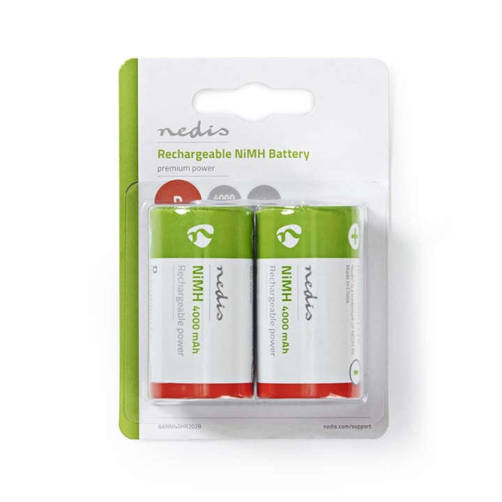 Nedis Uppladdningsbara Ni-MH Batteri D | 1.2 V DC | 4000 mAh | Förladdad | 2-Pack | HR20 i gruppen HEMELEKTRONIK / Batterier & Laddare / Laddningsbara batterier / Övriga hos TP E-commerce Nordic AB (38-72999)