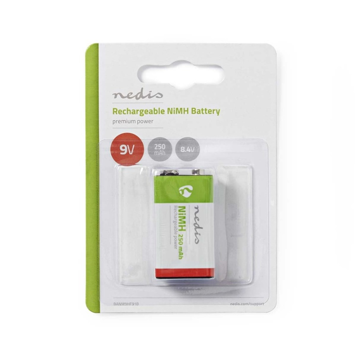 Nedis Laddningsbara Ni-MH-batteri E-Block | 8.4 V DC | 250 mAh | Förladdad | 1-Pack | 6LR61 i gruppen HEMELEKTRONIK / Batterier & Laddare / Laddningsbara batterier / Övriga hos TP E-commerce Nordic AB (38-73000)