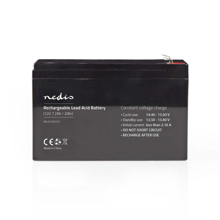 Nedis Uppladdningsbart blybatteri | Bly-syra | Uppladdningsbara | 12 V | 7200 mAh i gruppen HEMELEKTRONIK / Batterier & Laddare / Laddningsbara batterier / Blybatterier hos TP E-commerce Nordic AB (38-73014)