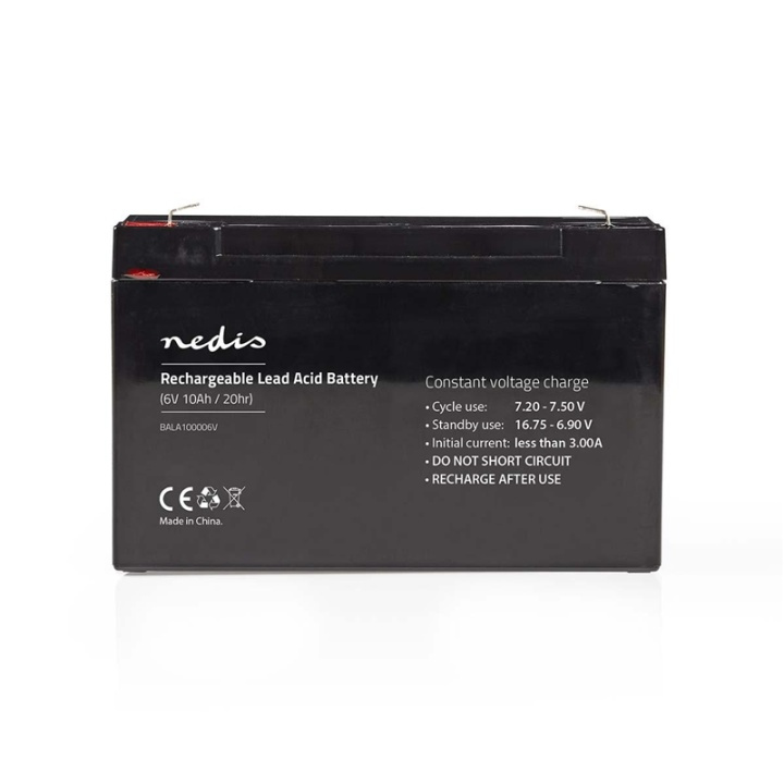 Nedis Uppladdningsbart blybatteri | Bly-syra | Uppladdningsbara | 6 V | 10000 mAh i gruppen HEMELEKTRONIK / Batterier & Laddare / Laddningsbara batterier / Blybatterier hos TP E-commerce Nordic AB (38-73024)