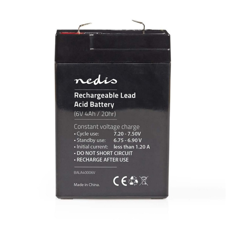 Nedis Uppladdningsbart blybatteri | Bly-syra | Uppladdningsbara | 6 V | 4500 mAh i gruppen HEMELEKTRONIK / Batterier & Laddare / Laddningsbara batterier / Blybatterier hos TP E-commerce Nordic AB (38-73025)