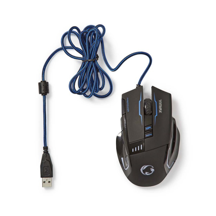 Nedis Gaming Mus | Trådbundet | 800 / 1600 / 2400 / 4000 dpi | Justerbar DPI | Antal knappar: 8 | Programmerbara knappar | Högerhänt | 1.50 m | LED i gruppen DATORER & KRINGUTRUSTNING / Gaming / Möss hos TP E-commerce Nordic AB (38-73177)