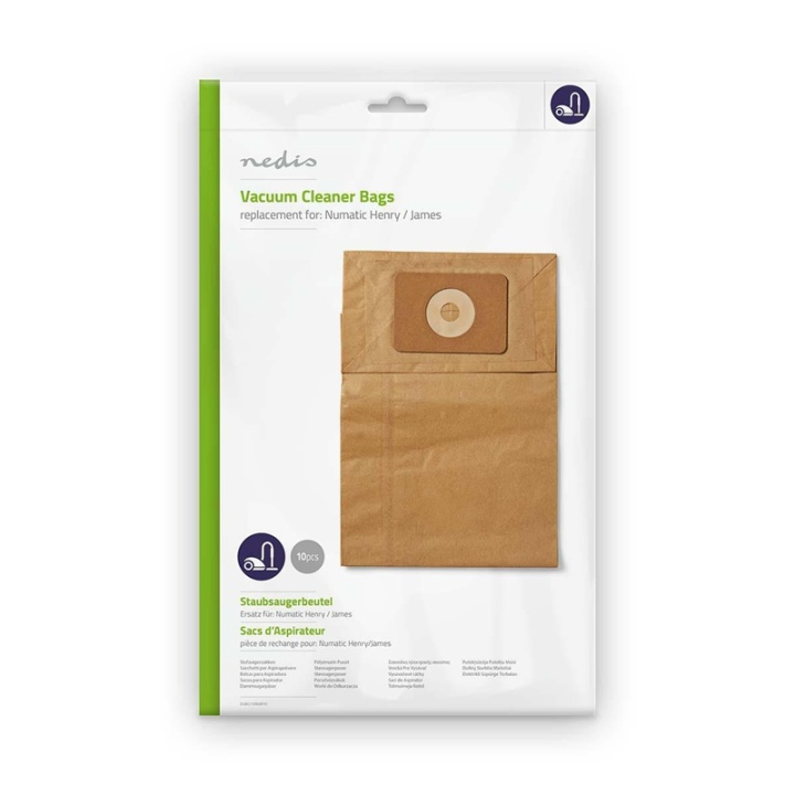 Nedis Dammsugarpåse | 10 st. | Papper | Säljs mest för: Numatic | Brun i gruppen HEM, HUSHÅLL & TRÄDGÅRD / Städprodukter / Dammsugare & Tillbehör / Tillbehör / Dammsugarpåsar hos TP E-commerce Nordic AB (38-73254)