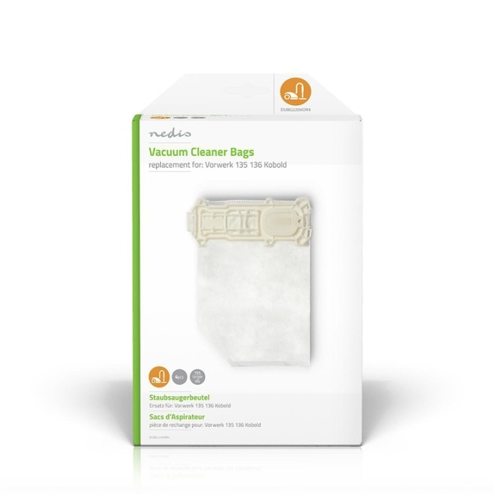 Nedis Dammsugarpåse | 4 st. | Syntetisk | Säljs mest för: Vorwerk 135136 Kobold | Vit i gruppen HEM, HUSHÅLL & TRÄDGÅRD / Städprodukter / Dammsugare & Tillbehör / Tillbehör / Dammsugarpåsar hos TP E-commerce Nordic AB (38-73278)