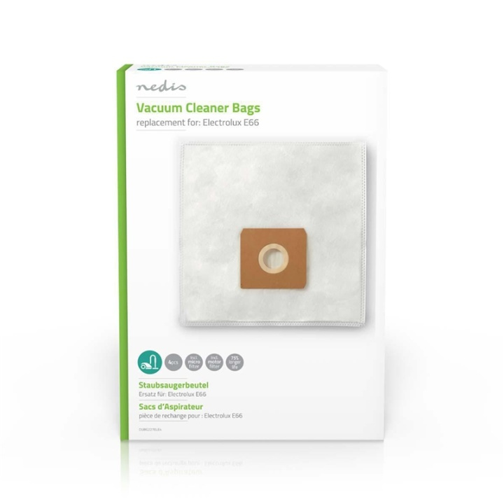 Nedis Dammsugarpåse 4 st. Syntetisk Säljs mest för: Electrolux Vit | HEM, HUSHÅLL & TRÄDGÅRD - Städprodukter - Dammsugare & Tillbehör - Tillbehör - Dammsugarpåsar | GameStuff