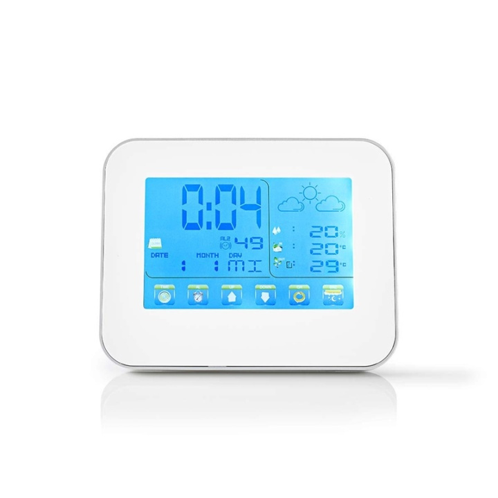 Nedis Väderstation | Inomhus & utomhus | Inklusive trådlös vädersensor | Väderprognos | Tidsdisplay | Färg LCD Display | Alarmklockfunktion i gruppen HEM, HUSHÅLL & TRÄDGÅRD / Fläktar & Klimatprodukter / Termometrar & Väderstationer hos TP E-commerce Nordic AB (38-73341)