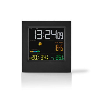 Nedis Väderstation | Inomhus & utomhus | Inklusive trådlös vädersensor | Väderprognos | Tidsdisplay | LED Display | Alarmklockfunktion