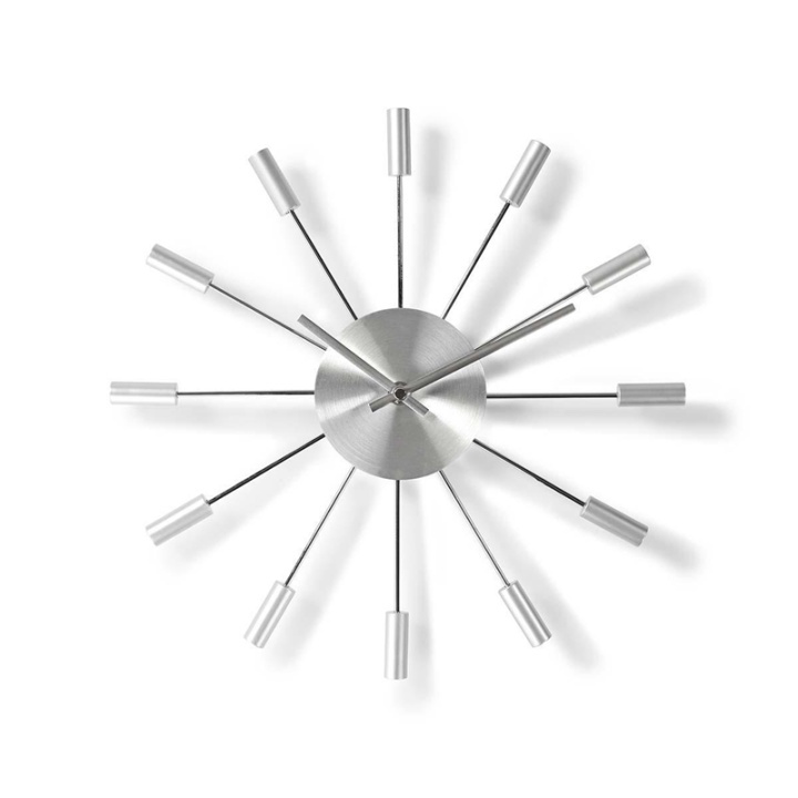 Rund väggklocka | 34 cm diameter | Silver i gruppen HEM, HUSHÅLL & TRÄDGÅRD / Väggklockor & Räkneverk / Väggklockor hos TP E-commerce Nordic AB (38-73369)