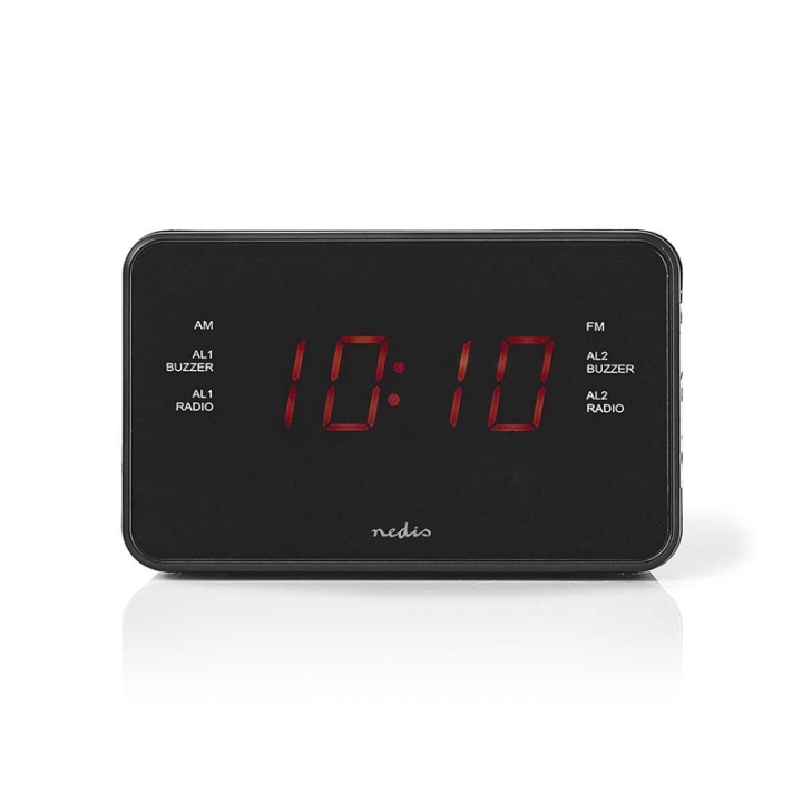 Nedis Digital klockradio | LED Display | 1x 3.5 mm Audio Input | Tidsprojektion | AM / FM | Snooze-funktion | Sov timer | Antal alarm: 2 | Svart i gruppen HEMELEKTRONIK / Ljud & Bild / Hemmabio, HiFi & Bärbart / Radio & Väckarklockor / Klockradio hos TP E-commerce Nordic AB (38-73405)
