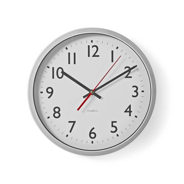 Nedis Väggklocka | Diameter: 300 mm | Plast | Silver / Vit i gruppen HEM, HUSHÅLL & TRÄDGÅRD / Väggklockor & Räkneverk / Väggklockor hos TP E-commerce Nordic AB (38-73409)