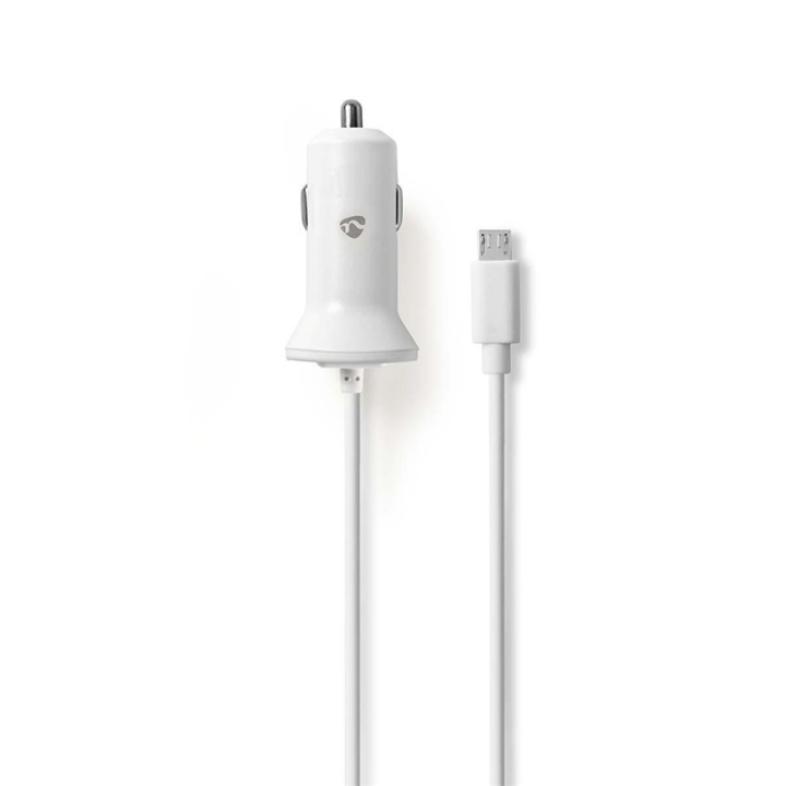 Billaddare | 2.4 A | Fast kabel | Micro USB | Vit i gruppen SMARTPHONE & SURFPLATTOR / Laddare & Kablar / Billaddare / Billaddare microUSB hos TP E-commerce Nordic AB (38-73558)