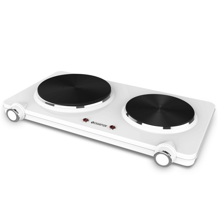 Champion Kokplatta Dubbel 180mm + 150mm 2250W KP210 Vit i gruppen HEM, HUSHÅLL & TRÄDGÅRD / Hushållsmaskiner / Bänkspisar & Kokplattor hos TP E-commerce Nordic AB (38-74028)