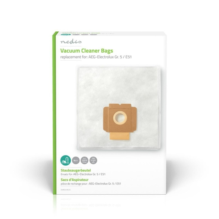 Nedis Dammsugarpåse 4 st. Syntetisk Säljs mest för: Electrolux Vit | HEM, HUSHÅLL & TRÄDGÅRD - Städprodukter - Dammsugare & Tillbehör - Tillbehör - Dammsugarpåsar | GameStuff