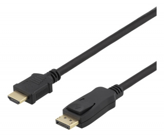 DELTACO DP - HDMI kabel, 10m, 3840x2160 i 30Hz, 10,8Gb/s, svart