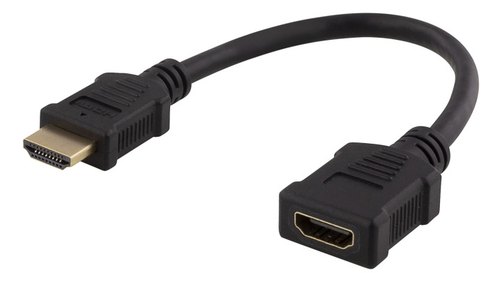 DELTACO Flexibel HDMI-adapter, 0,2 m, HDMI M/F, UHD, svart i gruppen HEMELEKTRONIK / Kablar & Adaptrar / HDMI / Adaptrar hos TP E-commerce Nordic AB (38-74647)