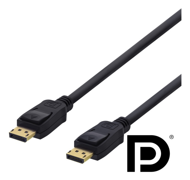 DELTACO DisplayPort-kabel, 2m, 4K UHD, DP 1.2, svart i gruppen DATORER & KRINGUTRUSTNING / Datorkablar / DisplayPort / Kablar hos TP E-commerce Nordic AB (38-74709)