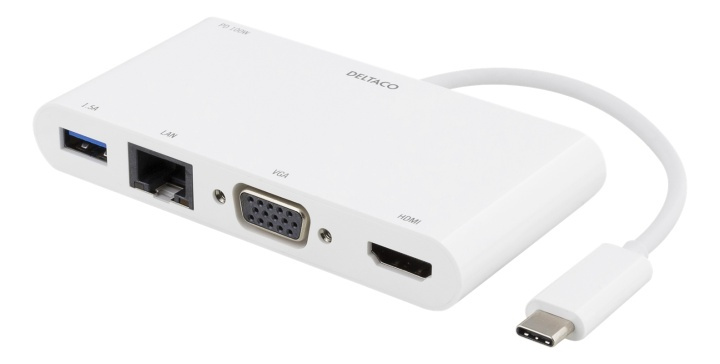 DELTACO USB-C Dockningsstation, 100W USB-C PD, HDMI, 1.5A USB-A, Gigab i gruppen DATORER & KRINGUTRUSTNING / Bärbara datorer & tillbehör / Dockningsstation hos TP E-commerce Nordic AB (38-74744)