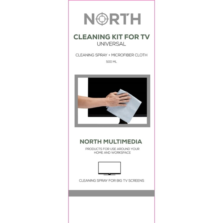 NORTH Rengöringskit TV vätska 500ml och rengöringsduk i gruppen HEMELEKTRONIK / Ljud & Bild / TV & Tillbehör / Tillbehör hos TP E-commerce Nordic AB (38-75035)