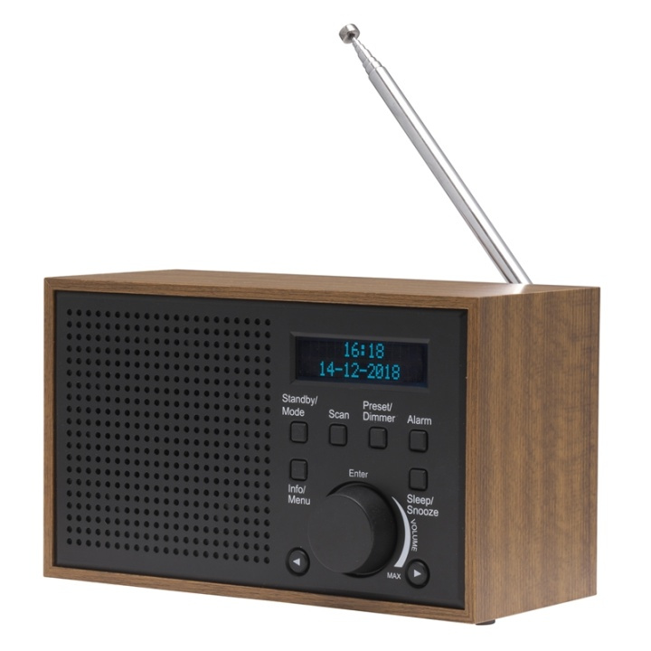 Denver Radio DAB+/FM Klocka Alarm DAB-46DGR Trä/Grafitgrå i gruppen HEMELEKTRONIK / Ljud & Bild / Hemmabio, HiFi & Bärbart / Radio & Väckarklockor / Internetradio hos TP E-commerce Nordic AB (38-76711)
