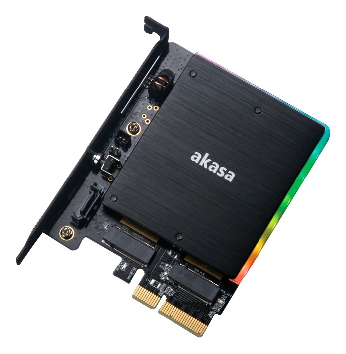 M.2 PCIe and M.2 SATA SSD adapter card with RGB light and heatsink i gruppen DATORER & KRINGUTRUSTNING / Datorkomponenter / Hårddiskar / Adaptrar & Tillbehör hos TP E-commerce Nordic AB (38-77023)