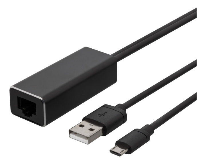 DELTACO Ethernet-adapter for ChromeCast, USB, RJ45, black i gruppen DATORER & KRINGUTRUSTNING / Nätverk / Nätverkskort / USB hos TP E-commerce Nordic AB (38-77064)