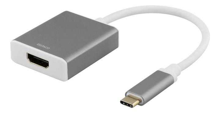 DELTACO USB-C - HDMI, 4096x2160 60Hz, 0,2m, rymdgrå i gruppen HEMELEKTRONIK / Kablar & Adaptrar / HDMI / Adaptrar hos TP E-commerce Nordic AB (38-77081)