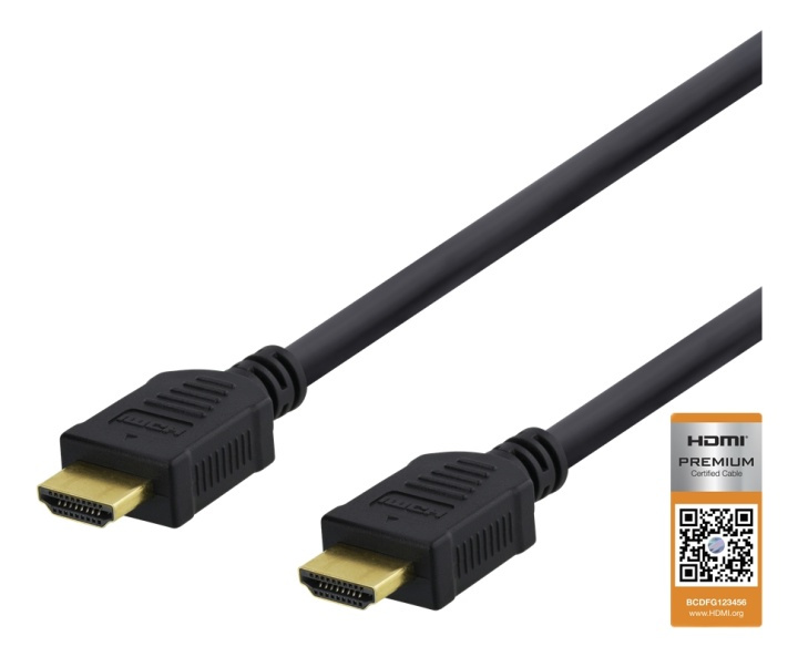 DELTACO Premium High Speed HDMI kabel, 4K i 60Hz, HDR, 0,5m, svart i gruppen HEMELEKTRONIK / Kablar & Adaptrar / HDMI / Kablar hos TP E-commerce Nordic AB (38-77105)