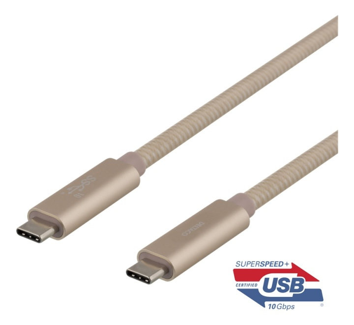 DELTACO USB-C SuperSpeed-kabel, 0,5m, USB 3.1 Gen 1, 10 Gbps, 100W, gu i gruppen DATORER & KRINGUTRUSTNING / Datorkablar / USB-kablar / USB-C hos TP E-commerce Nordic AB (38-77106)